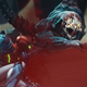 An image of Samus Aran staring at some unfriendly-looking monster in Metroid Dread.
